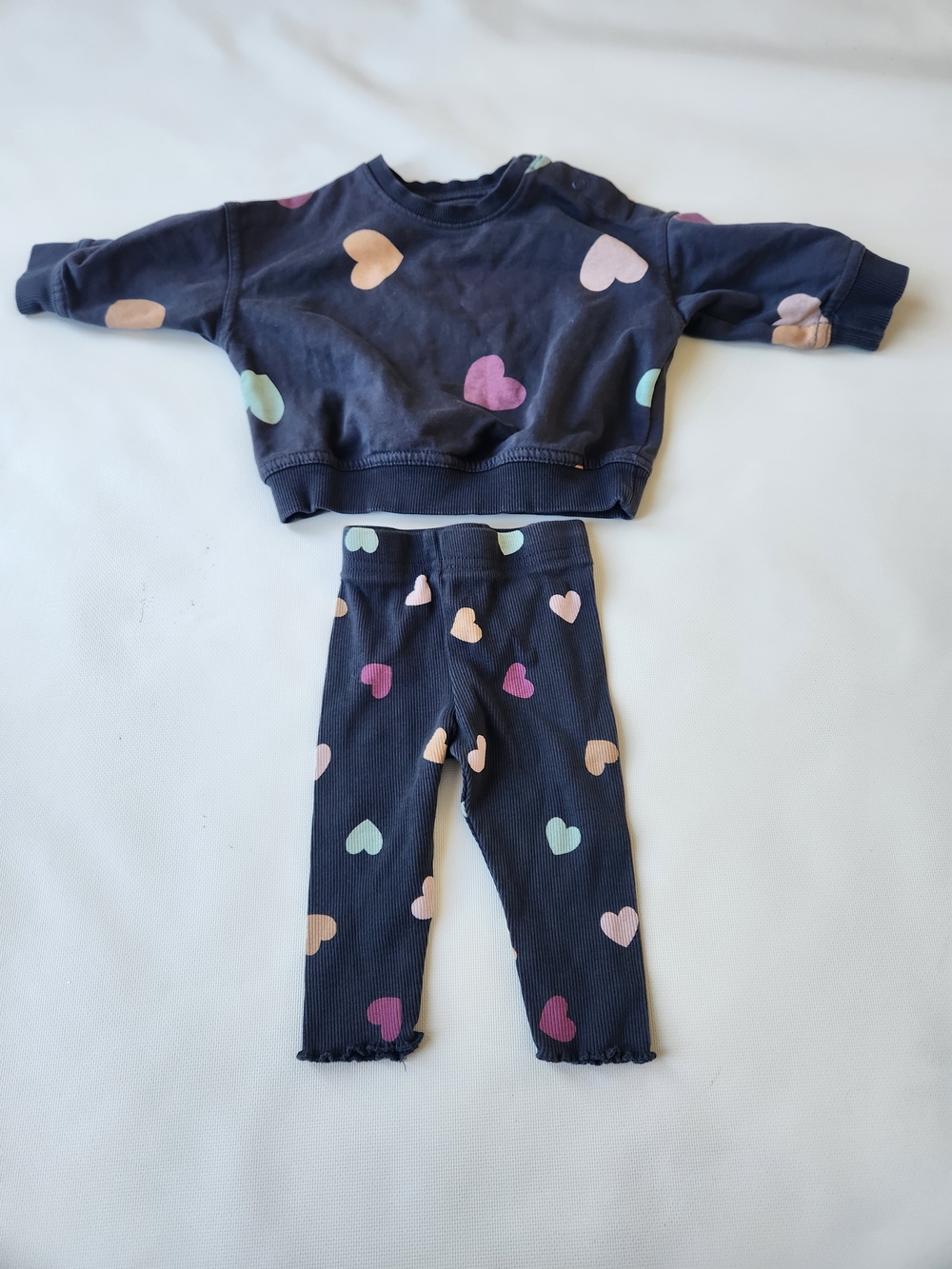 George Gray Baby Sweatshirt With Hearts And Leggings Set Infant Sweater Jumper